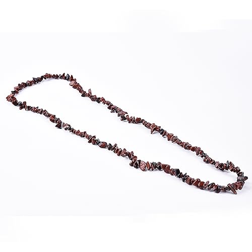 5-8mm 34 inches Natural Crystal Mahogany Obsidian Stone Beads for Jewelry Making Tumbled Drilled Irregular Gravel Gemstones Chips Stone Beads by Strand - color: Mahogany Obsidian