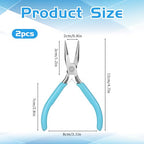 Mini Needle Nose Pliers Set, 2Pcs Needle Nosepliers for Jewelry Making, Blue Jewelry Chain Nose Plier, Small Craft Plier with Smooth Jaw and Comfort Grip Handle for Wire Bending Object Grasping - color: Blue