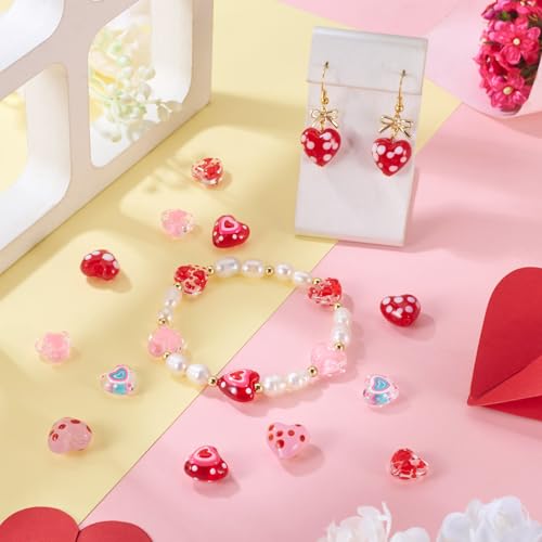 Craftdady 12Pcs Lampwork Glass Heart Beads Handmade Drawn Enamel Beads with Polka Dot Colorful Sweet Love Heart Loose Spacer Bead for DIY Earring Necklace Bracelet Jewelry Making - color: Polka Dot Heart