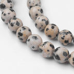 60Pcs Natural Dalmatian Jasper Beads 6mm Round Gemstone Beads Smooth Stone Loose Bead for DIY Bracelets Necklace Earrings Jewelry Making - color: Natural Dalmatian Jasper, size: 6mm