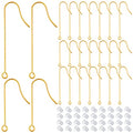 50pcs 2 Sizes Hypoallergenic Long Earwire Hooks Stainless Steel Earring Hooks with Vertical Hanging Loop and 50pcs Earring Safety Backs for DIY Jewelry Making Findings - color: Golden