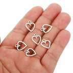 PATIKIL Heart Charm, 100Pcs Mini Heart Circle Pendant Charm Bulk for Jewelry Making Earrings Necklace Wedding Crafts - color: Dark Silver