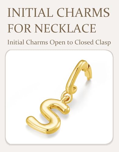 OVRUNS Initial Charm for Women,Letter Bracelet Necklace Charms Alphabet Pendant Charms With Clasp - color: Gold, style: Letter S