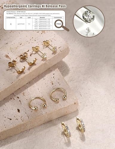 ORAZIO Small Gold Hoop Earrings for Women Hypoallergenic 14K Gold Plated Chunky Huggie Earring Sets for Multiple Piercing Dainty Earing Stacks Set Cute Silver Cartilage Jewelry Trendy Gifts - style: 14K Gold Plated-Star Moon