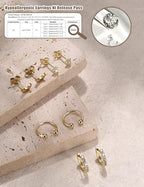 ORAZIO Small Gold Hoop Earrings for Women Hypoallergenic 14K Gold Plated Chunky Huggie Earring Sets for Multiple Piercing Dainty Earing Stacks Set Cute Silver Cartilage Jewelry Trendy Gifts - style: 14K Gold Plated-Star Moon