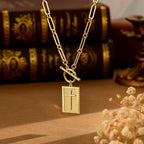 Carffordo Gold Plated Necklaces for Women - Dainty Layered 14K Gold Plated Stack Paperclip Rope Cuban Toggle Link Chain Choker Necklace Set Chunky Trendy Jewelry Gift - style: Cross-OT