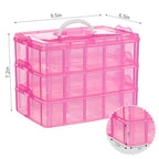 SGHUO Bead Organizers and Storage 3-Tier Pink Craft Container Stackable Box with Dividers for Art Supplies, Washi Tapes, Seed, Hair Accessories, Nail, 9.5X6.5X7.2in - style: 3 tier-pink