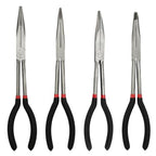 4-Piece 11" Precision Long Nose Pliers Set with Insulated Comfort Grip Handles,Straight Long Needle Nose Pliers,25/45/90 Degree Angle Curved Pliers for Wire Bending,Shaping,Trimming - size: 4pcs-Straight/25/45/90