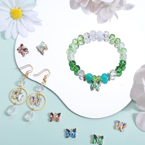SUNNYCLUE 1 Box 32Pcs Butterfly Charms Crystal Dangle Charms 12x10mm Glass Butterfly Beads AB Color Rhinestone Micro Pave Cubic Zirconia Butterflies Charm for Jewelry Making Charms DIY Craft Supplies - color: 1 Box 32Pcs AB Color Butterfly Charms 12x10mm