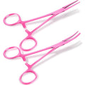 BBTO Hemostat Curved and Straight Hemostat Forceps Piercing Pliers Forceps, Stainless Steel Straight and Curved Pliers, Fishing Tweezer(Pink,2 Pcs) - color: Pink