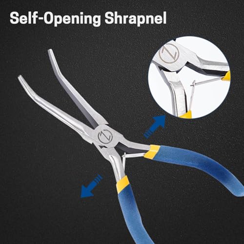 VISEMAN 6" Mini Needle Nose Pliers with Comfort Grip Handles, Long Nose Pliers for Handmade Craft, 45 Degree Bent - style: 45-Degree Bent