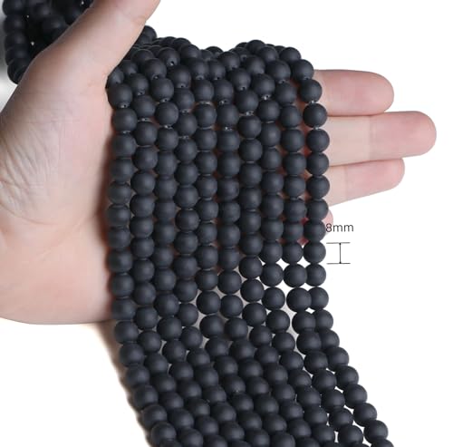 Natural Matte Black Obsidian Beads 100Pcs 8mm Crystal Beads Loose DIY Round Stone Bead for Bracelet Necklace Earrings Making - color: C-Matte Black Obsidian, size: 100pcs