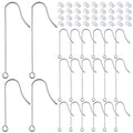 50pcs Stainless Steel Earring Hooks Hypoallergenic Ear Wire Hooks with Hanging Loop Earring Parts and 50pcs Clear Earring Backs for DIY Jewelry Making Supplies, 2 Sizes - color: Silver