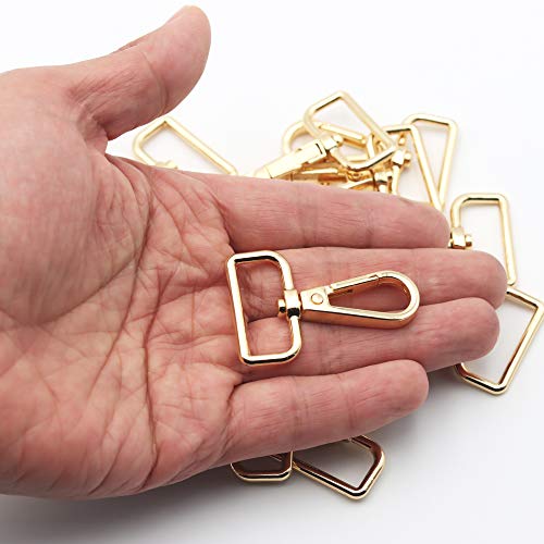 JWBIZ 15 Pcs D Ring Swivel Lobster Claw Clasp, Push Gate Snap Hooks Trigger Clips(Gold, 1 inch) - color: Gold, size: 1 inch