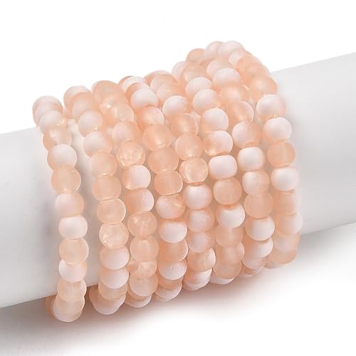 KISSITTY 50pcs Matte Beads Gradient Color Glass Frosted Crystal 4mm Rondelle Light Salmon Bead Center Drilled Loose Craft Beads for Jewelry Making Earring Bracelet Necklace DIY Crafts - color: Light Salmon