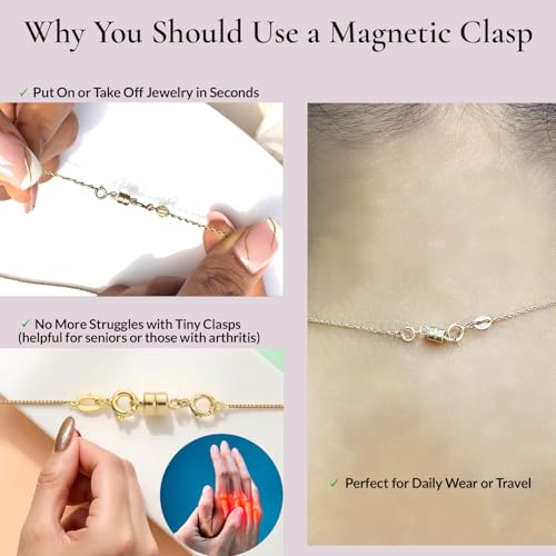 Jewelili Yellow Gold Filled Round Magnetic Clasp Converter | Converts Necklaces or Bracelets with Spring Ring Clasp | 2 Pieces | Gift Box Included | Timeless Fashion Jewelry - color: Yellow Gold Filled, size: 2 Clasp