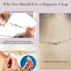 Jewelili Yellow Gold Filled Round Magnetic Clasp Converter | Converts Necklaces or Bracelets with Spring Ring Clasp | 2 Pieces | Gift Box Included | Timeless Fashion Jewelry - color: Yellow Gold Filled, size: 2 Clasp
