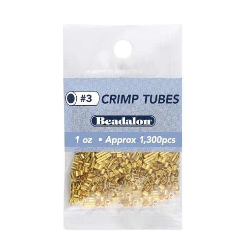 Beadalon Crimp Tubes, Size #3, Gold Color, 1 oz, Approx. 1,300 pc - color: Gold, size: Size #3, 1,300 pc