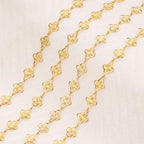 Jabogrii 16.4 Feet Gold Stainless Steel Chain for Jewelry Making Four Leaf Clover Chain Bulk Spool DIY Jewelry Making Supplies - color: FLower Gold