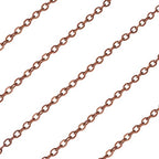 Beadthoven 32.8Ft Brass Flat Cable Chain for Jewelry Making - 1.5mm Red Copper Flat Cross DIY Necklace & Bracelet Jewelry Finding & Extender Chains Bulk - color: Red Copper, size: 1.5mm