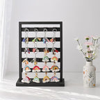 Ikee Design Wooden Jewelry Display Rack with 20 Removable Metal Hooks,Earring Card Display Stand,Jewelry Organizer,Earring Bracelet Organizer, Keychain Stand, Black Color - color: 1) Black