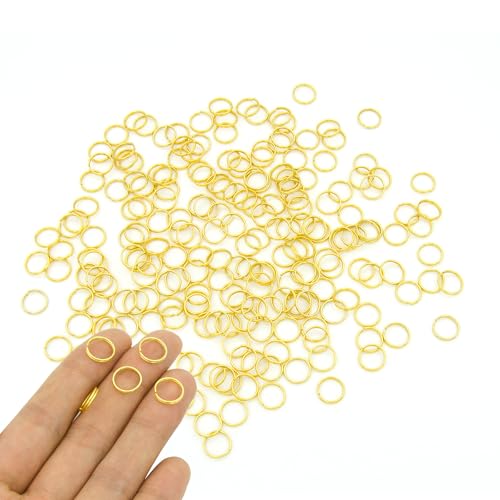200pcs 10mm Mini Split Jump Ring with Double Loops Small Round Metal Golden Key Rings Connectors for Making Handwork Charms Pendants Key Chains Ornaments DIY Crafts Accessories - color: Golden 10mm 200pcs