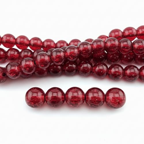 DandS ltd Crackle Lampwork Glass Beads for Jewelry Making, Ruby Red, Vibrant DIY Bracelets, Necklaces, Earrings, Beading Supplies & Craft Kits for Handmade Jewelry, 80pcs 0.39 inch (10mm), #J279-10 - color: Ruby Red