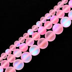 uxcell Matte Crystal Glass Beads 8mm Synthetic Frosted Shining Semi-Precious Round Loose Beads Synthetic Moonstone for Jewelry Making DIY Bracelet, Pink - color: Pink, size: 8mm