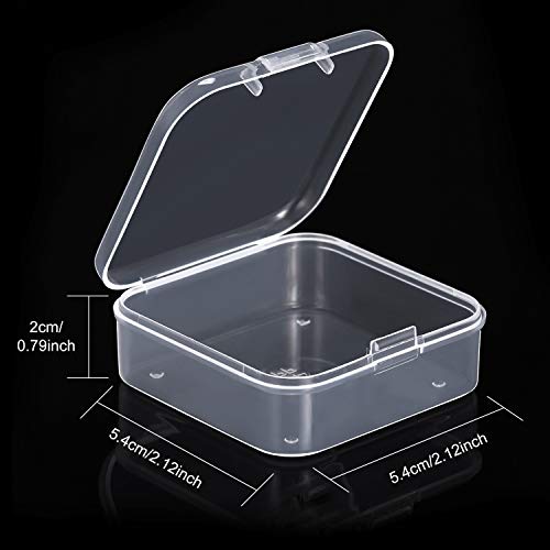 SATINIOR 12 Pack Clear Plastic Beads Storage Containers Box with Hinged Lid for Beads and More (2.12 x 2.12 x 0.79 Inch) - size: 2.12 x 2.12 x 0.79 Inch