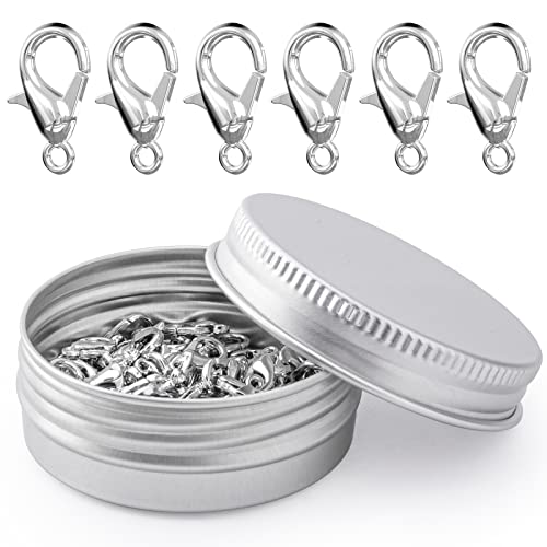 100PCS Lobster Clasps, Metal Alloy Small Lobster Claw Clasps, Weico Lobster Clip for Handmade Necklace, Bracelet Jewelry Making Accessories Fastener Hook(12mmx6mm, Nickel) - color: Nickel