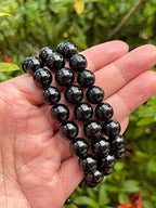GAF TREASURES Grade A ++ Gemstone Round Bead Adjustable Bracelet 10mm, Genuine Crystal Bead Bracelet, Gift for Men & Women - color: Black Tourmaline