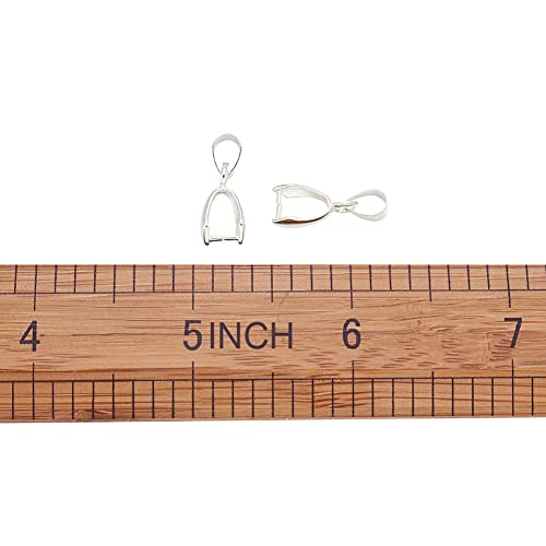 Fashewelry 200pcs Brass Pendant Pinch Bails Silver 8x5mm Inner Diameter Dangle Charm Clasp Clip for Top Drilled Bead Necklace Earring Jewelry Making Pin:0.9MM - color: Silver