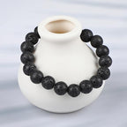 LPBeads Handmade Natural Gemstone Stretch Elastic Bracelet Healing Crystal Round Stone Beads Jewelry Gifts for Women Men - color: Black Lava, size: 10mm