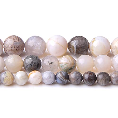 Natural Stone 6mm Bamboo Leaf Agate Smooth Round Loose Beads Energy Gemstone DIY for Jewelry Making Bracelet Necklace 1 Strand 15" - color: Bamboo Leaf Agate, size: 6mm