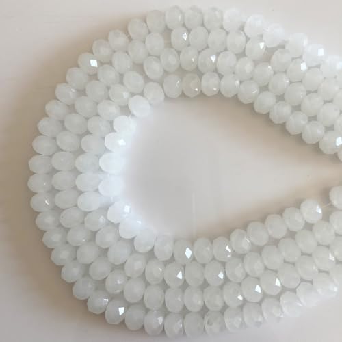 440Pcs 4mm Faceted White Glass Beads for Jewelry Making, Bracelets, Earrings, Wind Chimes, Suncatchers - color: White, size: 4mm