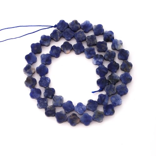 8mm Natural Blue Sodalite Gemstone Faceted Clovers Beads Four-Leaf Spacer Loose Beads for DIY Jewelry Making Beads - color: Blue Sodalite