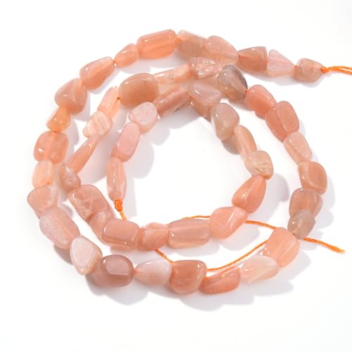 Sunstone Pebble Nugget Oval Free Tumbled Stone 6-8mm Natural Gemstone Loose Beads Approx 15.5 inch for DIY Jewelry Making - color: Sunstone