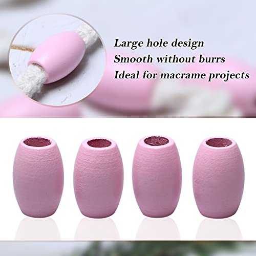 woodeni Large Oval Pink Wooden Beads - 40 Pieces, 30mm x 20mm, Hole 9mm - Ideal for Macrame, Necklaces, Bracelets & Garlands - color: 30x20mm, Pink#40pcs
