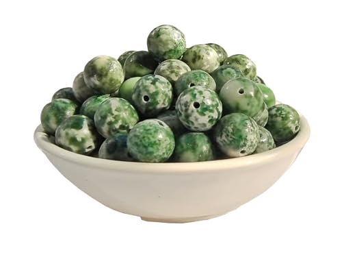 Stone Beads 6mm 140pcs Green Spot Jasper Beads Round Loose Gemstones Beads for Bracelet Necklace Jewelry Making (6mm, 60606 Green Spot Jasper) - color: Green Spot Jasper Beads, size: 6mm