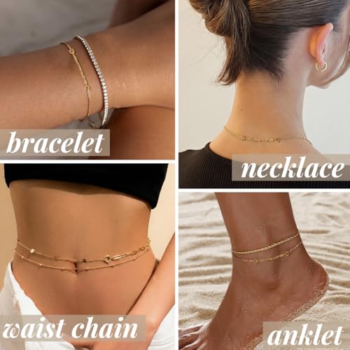 4Pcs Silver Necklace Extenders for Women 14k Extender Chain for Bracelet Anklet Waist for Jewelry Making - color: silver A
