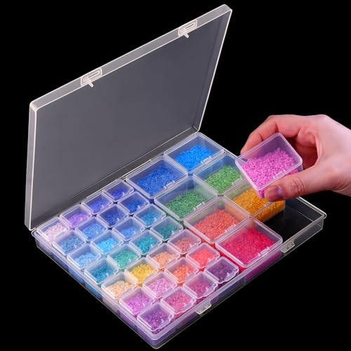 RJ-Sport Dual-Sized Diamond Bead Art Storage Box Organizer with 28 Small & 8 Large Inner Containers for Bead Art, Jewelry and Small Items - color: 28 + 8 large