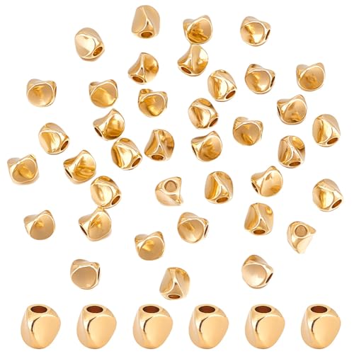 PH PandaHall 50PCS 24k Gold Plated Triangle Brass Spacer Beads, 4.5mm Smooth Metal Beads for Summer Bracelet Necklace DIY Crafts, Hole: 1.8mm - color: 24K Gold