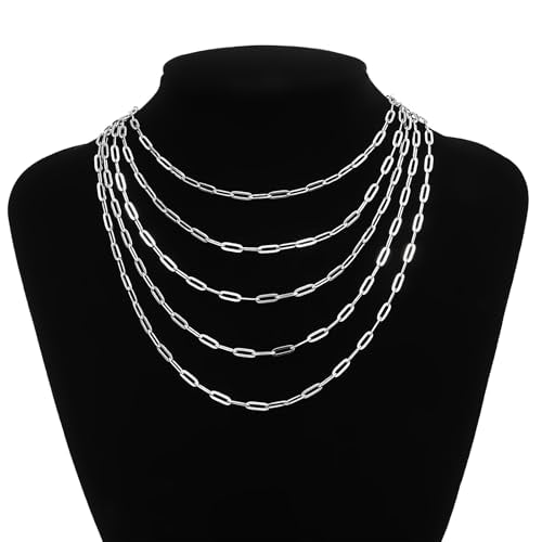 12 Pack Paperclip Chain Necklace Bulk Adjustable Gold Plated Stainless Steel Necklace Chains for Jewelry Making - color: Mix 20 Inches