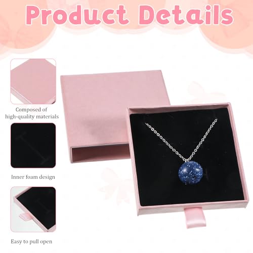 4 Pack Square Jewelry Gift Boxes, Pink & Black Cardboard Small Jewelry Box Pendent Storage Case for Bracelets Necklaces Earrings Ring Jewelry Gift