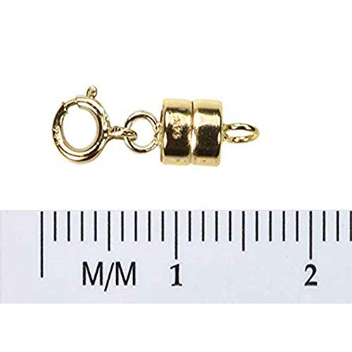 Magnetic Jewelry Clasps Real Precious Metal for Necklaces, Bracelets, Anklets with Spring Ring. Yellow Gold, White Gold, Yellow Gold Filled or Sterling Silver (14 K Solid Yellow Gold - 2 Each)
