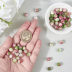 1 Box 120PCS 8MM Natural Watermelon Tourmaline Gemstone Bead with Hole Crystal Round Shape Pink Spacer Loose Stone Persian Jade Beads for Jewelry Making Bracelet Necklace DIY Craft Supply - size: 8mm 120pcs