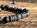 Mens Beaded Bracelet - Stone Jewelry, Black Onyx Hematite Bracelets, Mens Accessories, Adjustable - style: Dark Matter 8mm