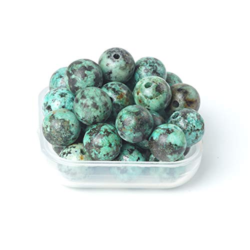 100Pcs Natural Stone 6mm African Turquoise Round Loose Gemstone Energy Healing Beads Hole Size 1mm DIY Smooth Beads for Bracelet Necklace Earrings Jewelry Making - color: African Turquoise, size: 6mm