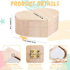 Kigley 12 Set/100 Pcs Unfinished Wooden Boxes for Crafts, 12 Heart Treasure Box with Mirror, 72 Paints, 12 Brushes, 4 Rhinestones Stickers for DIY Jewelry Keepsake Storage, Paint Party Favor