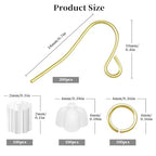 14K Gold Plated Earring Hooks, 500PCS Earring Findings for Jewelry Making Hypoallergenic Ear Wires Fish Hook for DIY Earrings Bulk Pack - color: A style-14K Gold Simple Earring Wire